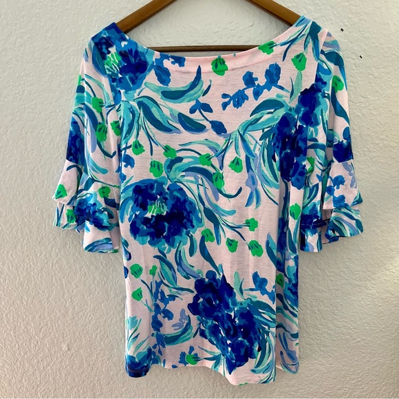 Lilly Pulitzer Lula Top Pink Tropics Sweet Pea Size Medium - Picture 10 of 11